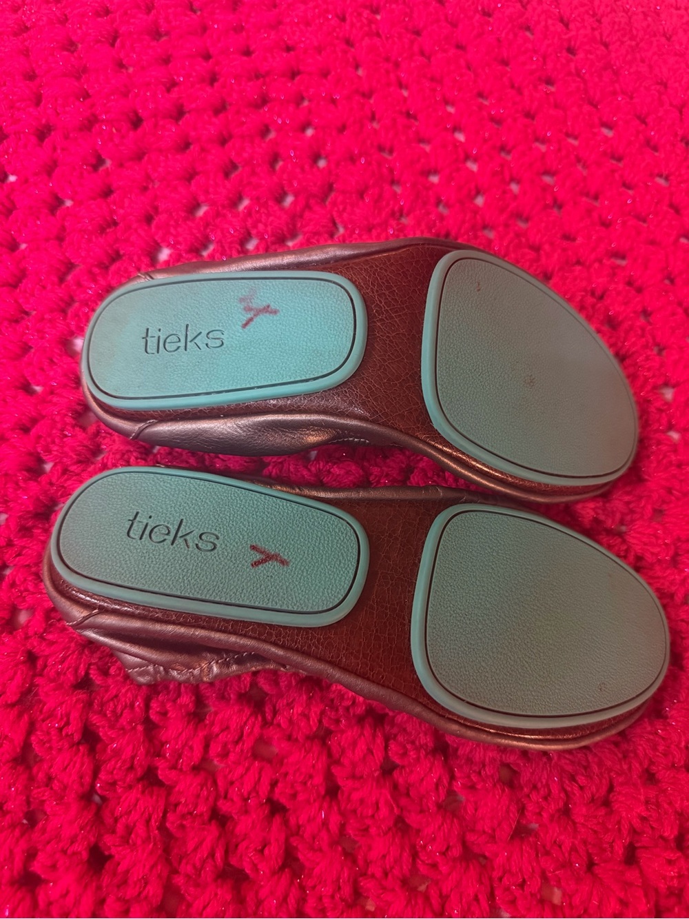 Tieks Metallic Pewter Ballet Flat with Teal Soles - Picture 7 of 14